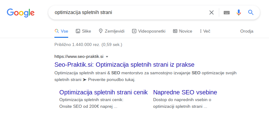 kako optimizirati stran