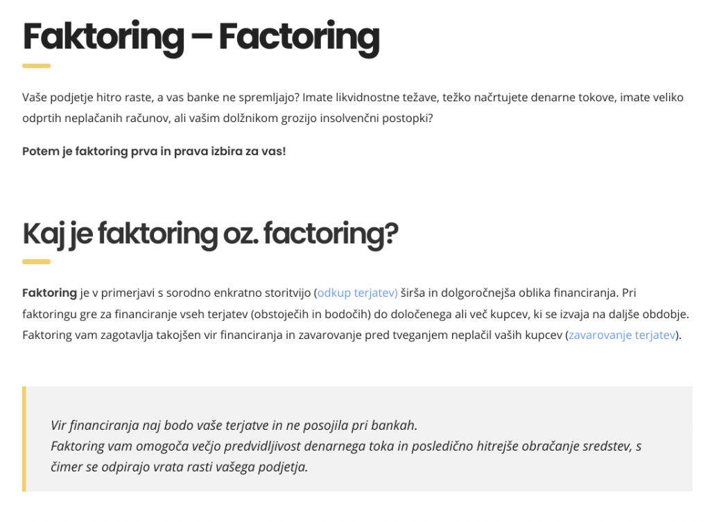 ključne besede - factoring