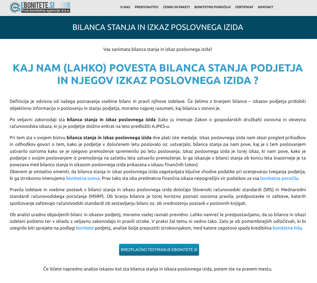 bilanca stanja - copywriting